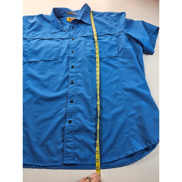 Foundry 3XL performance Vented Fishing Shirt EUC vivid blue short sleeve ^ - Picture 6 of 6